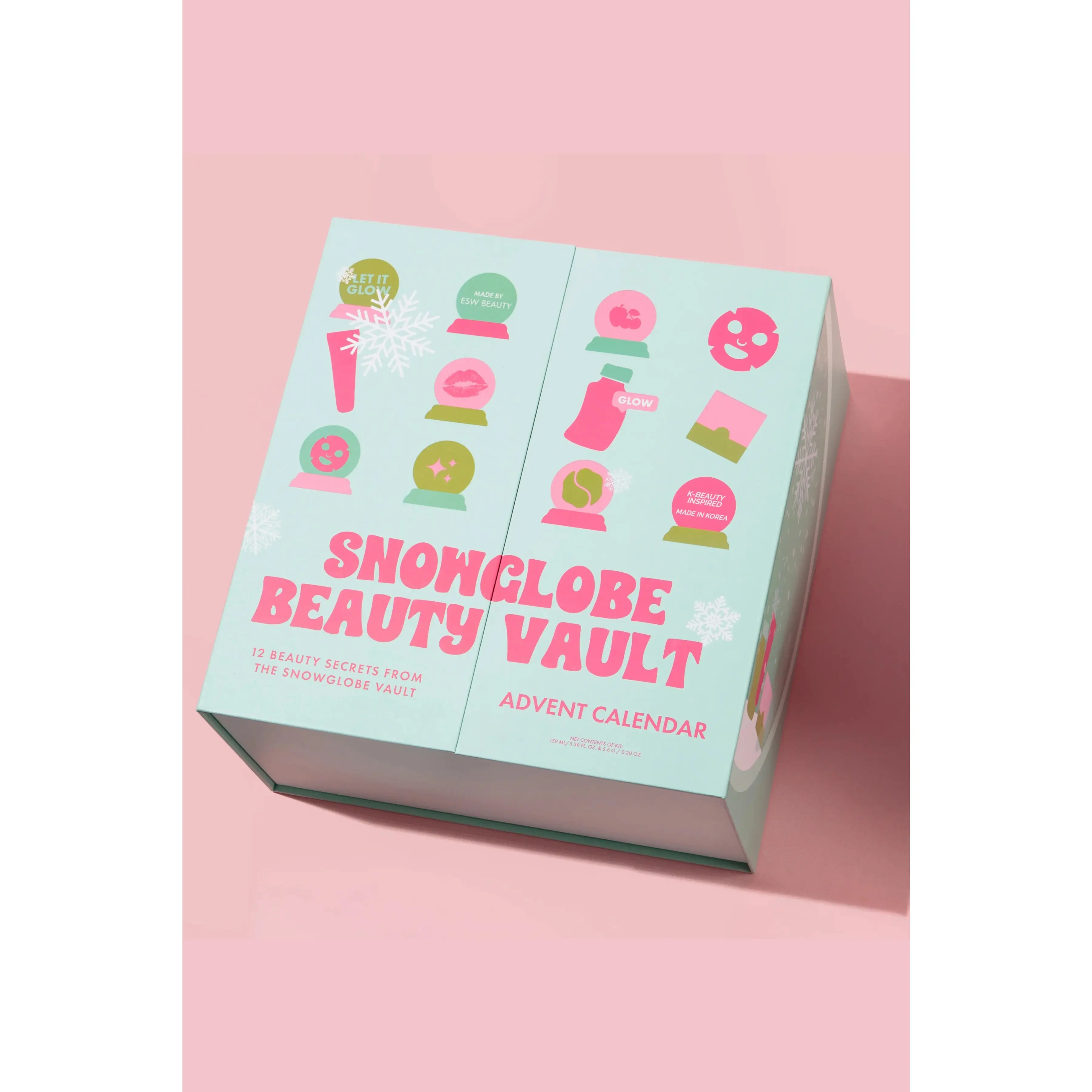 12-Day Beauty Advent Calendar, Vegan Skincare Set to Hydrate & Moisturize, Holiday Gift with Hyaluronic Acid, Coconut & Pineapple Sheet Masks, Iced Chai Latte Eye Patches