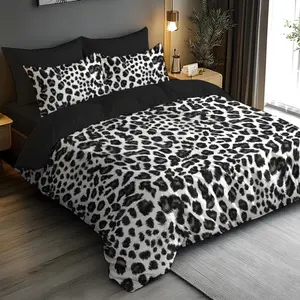 2/3pcs Bedding Set Duvet Cover Set, Black Leopard Print Theme Design with 3D Super Soft Brushed Digital Print Duvet Cover Set Bedding Without Filling Fabric Soft and Comfortable, Suitable for Bedroom, Hotel, Famous Hotel, School Dormitory (1* Duvet Cover