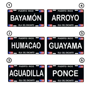 Custom Puerto Rico Flag Aluminum License Plate Car Tag