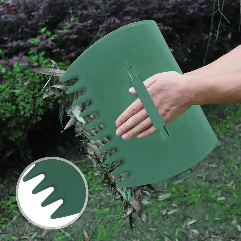 Leaves Grabber, 2pcs Handheld Hazelnut Leaf Scoop, Fast Lawn Remove Fallen Collection Garden and Yard Leaf Scoops Hand Rakes Used to Pick Up Leaves, Grass Clippings, Trash(Green)