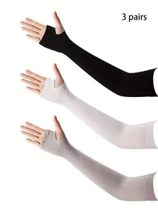 Unisex Simple Style Plain Color Arm Sleeves (3 Pairs), Casual Trendy Uv Protection Arm Sleeves, Fashionable Arm Sleeves for Outdoor Sports Driving, Running, Hiking