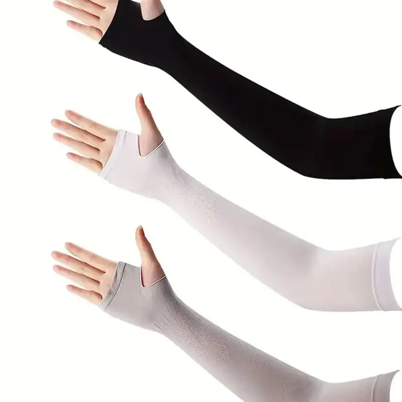 Unisex Simple Style Plain Color Arm Sleeves (3 Pairs), Casual Trendy Uv Protection Arm Sleeves, Fashionable Arm Sleeves for Outdoor Sports Driving, Running, Hiking