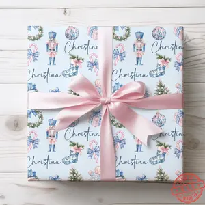 Personalized Chinoiserie Christmas Wrapping Paper, Custom Name Christmas Toile Wrap, Luxury Chinoiserie Wrapping Paper, Elegant Wrapping