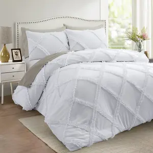 Bonlino Bed Comforter Set Ruffle Bedding - Farmhouse Comforter Set Ruffle & Lightweight Bedding, Vintage Boho Chic Comforter and Pillow Case for Dorm Room as Home Bedding Set for Comfort