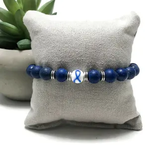 Limited Edition Alopecia Blue Ribbon Awareness Unisex Mens and Womens Stretchy Bracelet
