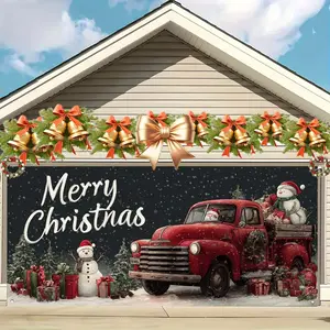 Christmas Garage Door Banner Outdoor Decoration, Large Fabric Gate Cover, Perfect for Holiday Wall Art, Photo Booths, Weddings, Parties, Outdoor Banners