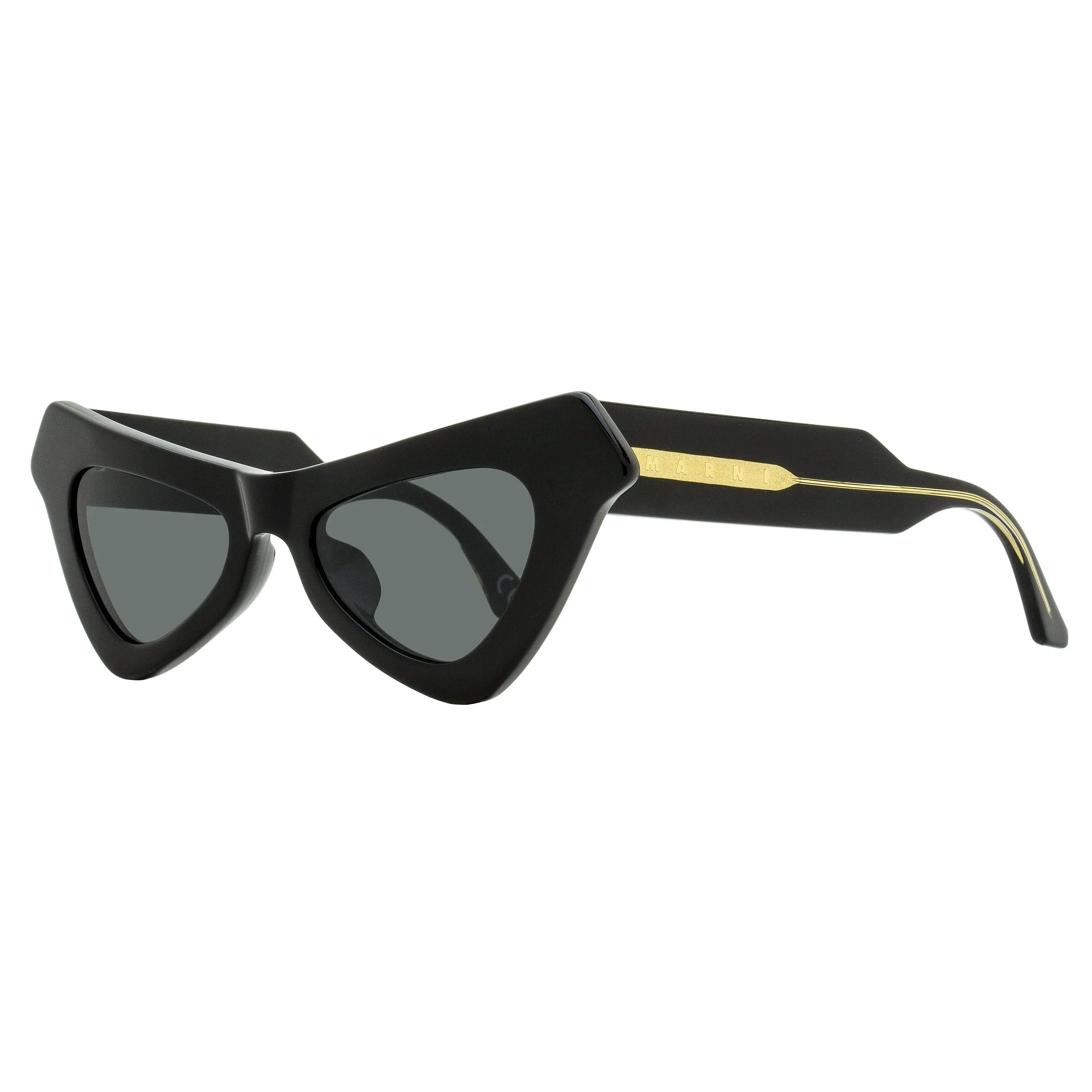 MARNI Women's Fairy Pools Sunglasses, Alternative Style Triangular Cat-Eye Statement Frame in Acetate, 100% UV Protection, OW8 Black 50mm, Statement Frame Glasses, Alternative Style Women's Sunglasses, Black Rim Women's Sunglasses