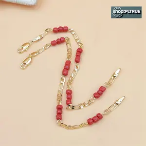 [classic]Elegant 18K Golden-Plated Copper Bracelet with Red Beads - Fashionable Chinese Style, Ideal Valentine's Gift for Friends elegant fashion accessory friend bracelet