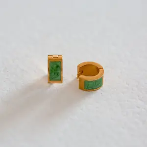 Green Enamel Hoops