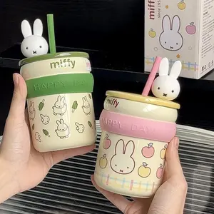 400MLmiffy Miffy Ceramic Cup Inner Bile Straw Female High Appearance Level Large Capacity Office Mug Coffee Mug