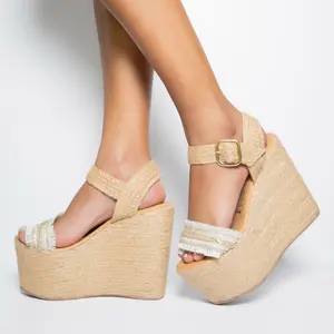 Sahara Handmade Colombian Platform Sandals Orange Braided Straps Natural Fibers Comfortable Stylish Ankle Height Shoes for Women