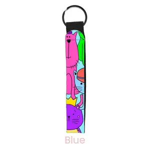abbyrose Cats in Hats Wristlet Key Chain Blue