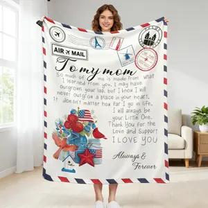 Custom Mother's Day Flannel Blanket, Personalized To My Mom Letter Throw Blanket, Soft Warm Customized Blanket, Best Mom Gift for Mother's Day Birthday