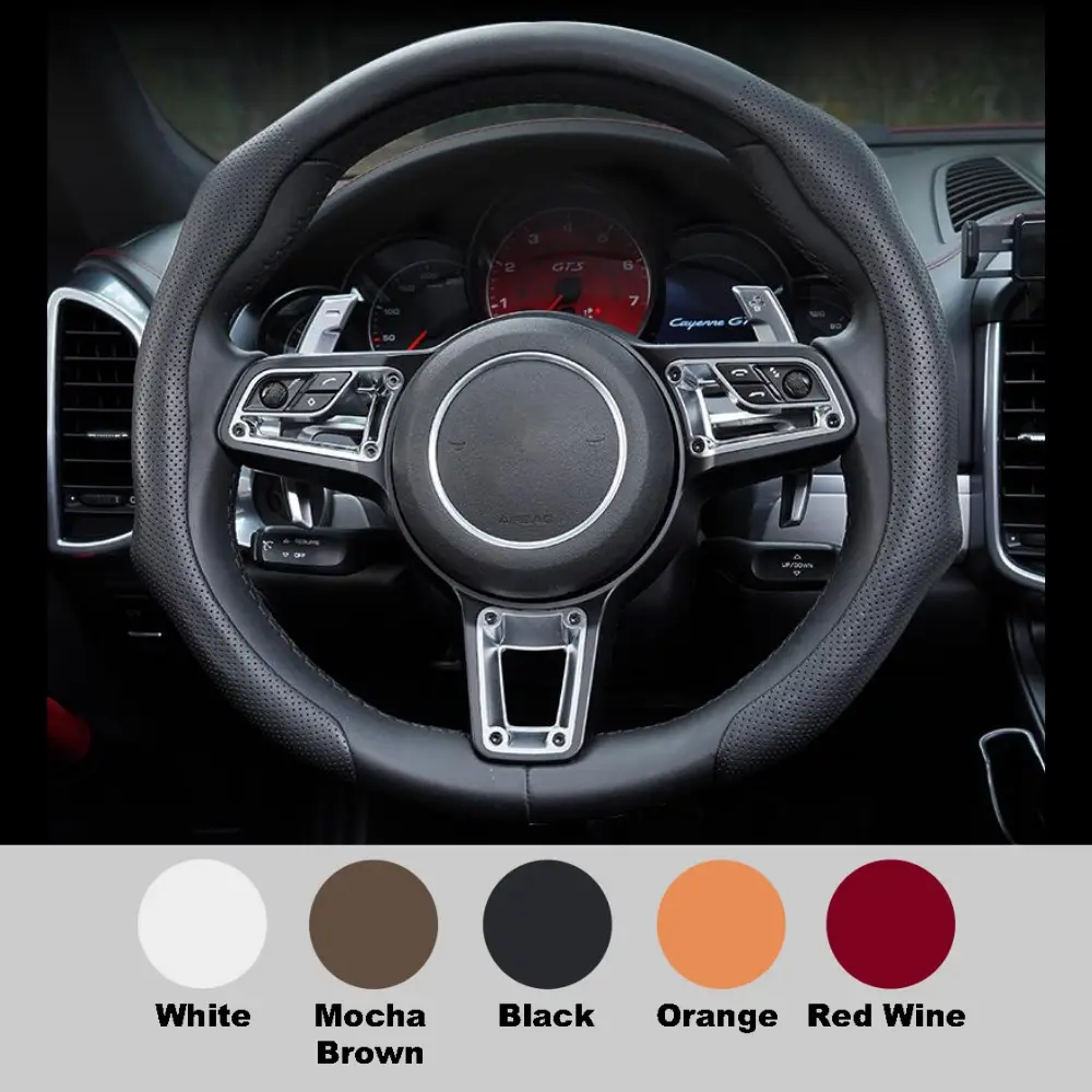 Napa Nappa Leather Steering Wheel Cover - New Quick Turn, Non-Slip, Breathable, Ultra-Thin, Universal Grip Cover, Suitable for Four Seasons, Car Acces