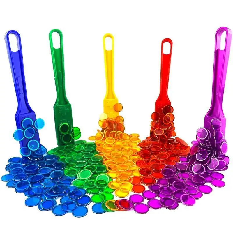 Montessori Magnetic Wands & Plastic Bingo Chips Set - 7.4''/19cm School Science Kits for Counting, Sorting, Addition Learning, Educational Stress Relief Toys for Children