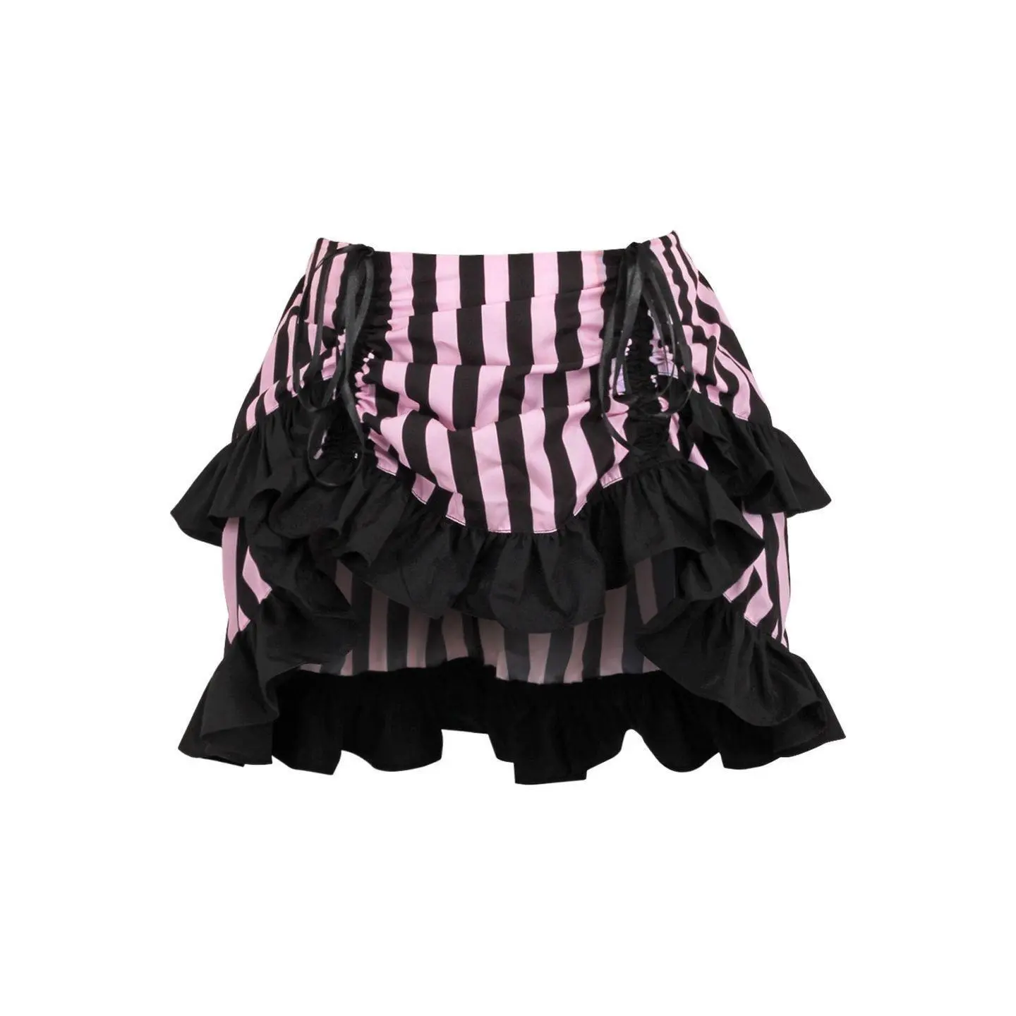 Black/Pink Striped Ruched Bustle Skirt Black/Pink Striped Ruched Bustle Skirt