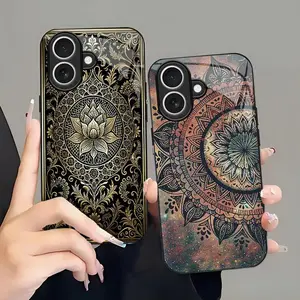 Luxury Boho Mandala Phone Case Zen Lotus Flower Aesthetic Print Cover for iPhone 17---975