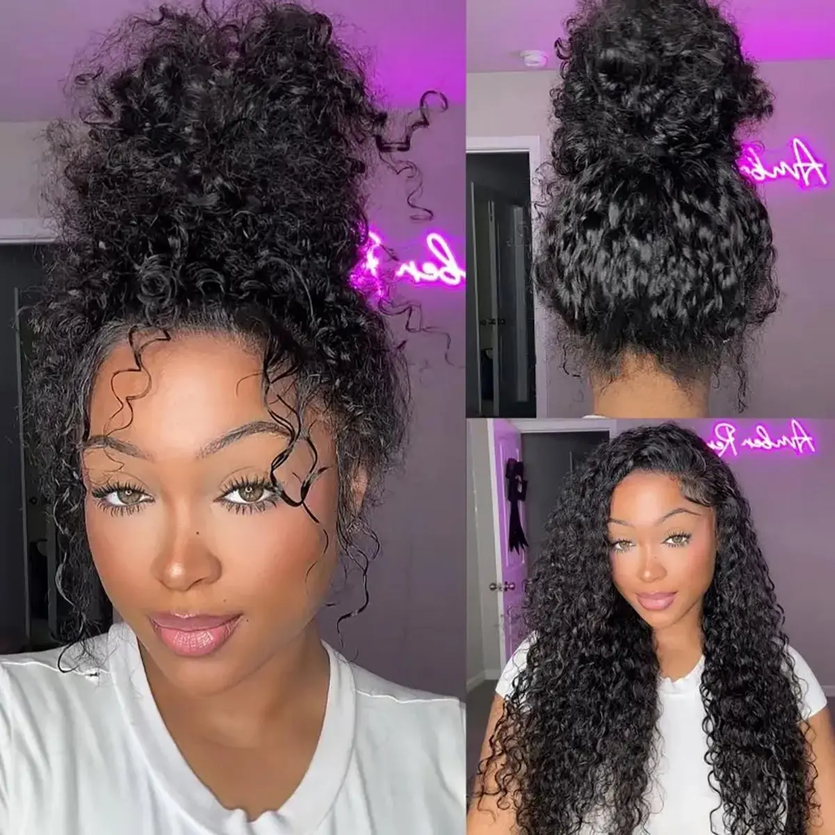 [New In] BGMgirl 360 Lace Kinky Straight/ Water Wave Invisi Draw string Wear Go Wig Pre-Bleached Pre-Cut Lace Glueless Full Lace Frontal Human Hair Wig Invisible Knots summer outfits back to school