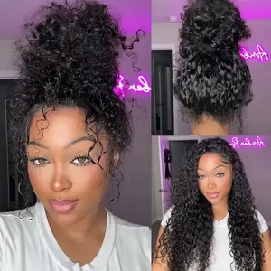 [New In] BGMgirl 360 Lace Kinky Straight/ Water Wave Invisi Draw string Wear Go Wig Pre-Bleached Pre-Cut Lace Glueless Full Lace Frontal Human Hair Wig Invisible Knots TikTokShopfalldealsforyou