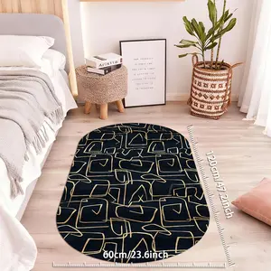 Geometric Gold Rug, Soft Velvet Carpet for Entryway Living Room Bedroom, Non-Slip, Various Sizes, Indoor Outdoor Use