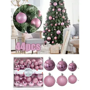 【Hot Selling】44pcs-Bubblegun Pink Christmas Ornaments - Christmas Tree Decorations Shatterproof Hanging Balls for Birthday Wedding Holiday Decor Set of 44pcs, Multi-Sizes（5/4/3cm）