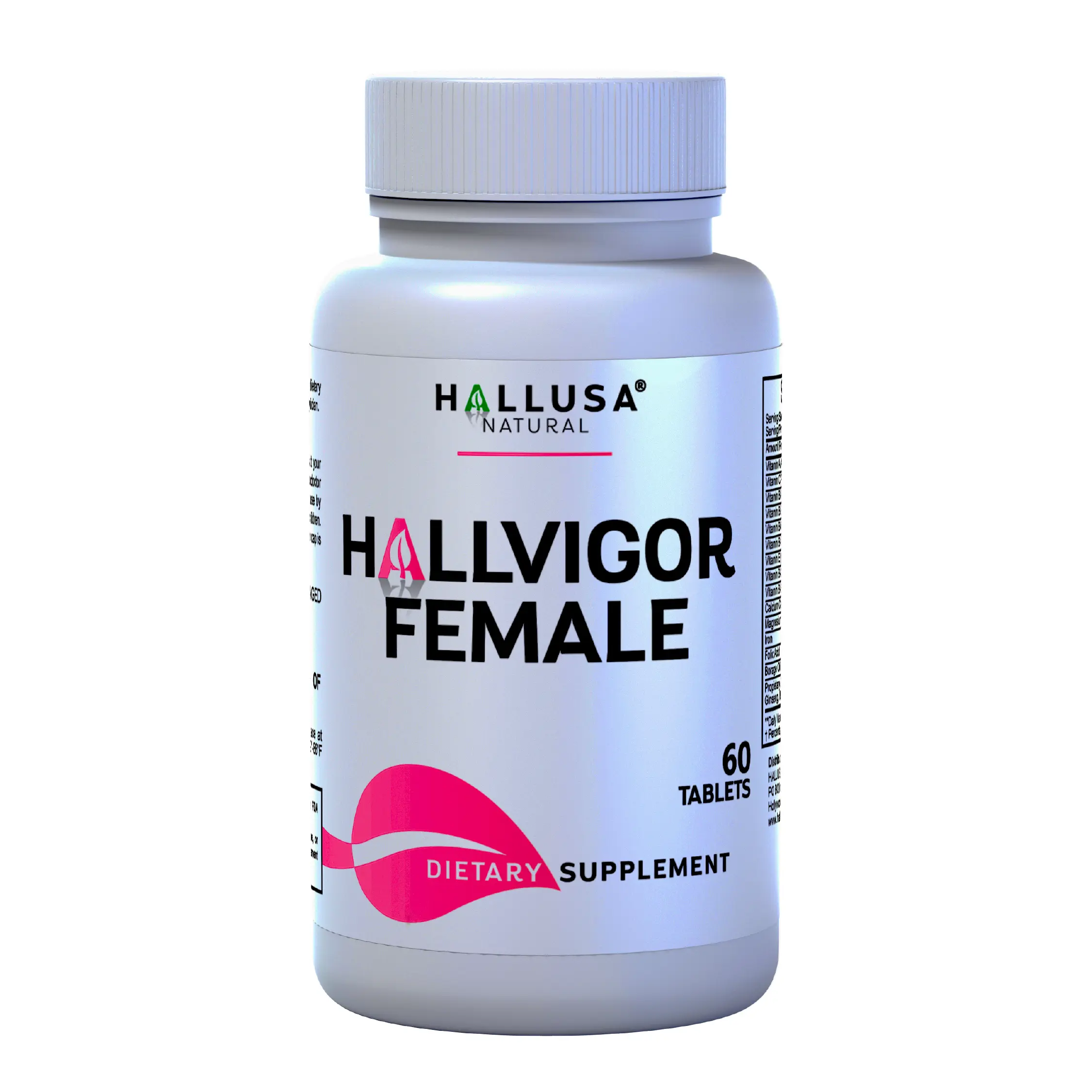 Hallusa Natural Hallvigor Women's Multivitamin Capsules - 60 Caps, Iron-Infused, Magnesium-Infused, Sugar-Free, Dairy-Free, Energy Support, Intimate Health Boost, Asparagus Broccoli Ginseng Dietary Supplement with Antioxidants for Adults