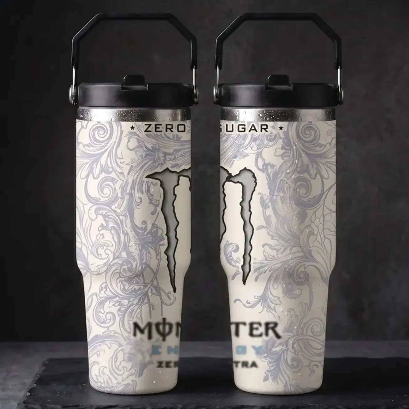 Monster x Coffee & Energy Drink 30oz Skinny Tumbler | Handmade Sublimation Tumbler | Stainless Steel Travel Cup | Gift for Energy Drink Fans
