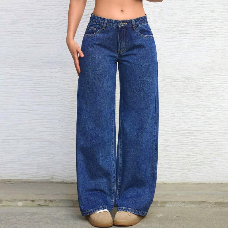 Flvsun-Straight Leg Jeans for Women High Waisted Baggy Pants Lounge Loose Fit Boyfriend Wide Leg Jeans with Pockets baggy jeans jeans 2007  Casual Womenswear Fitted Basic Bottom Cute Jeans