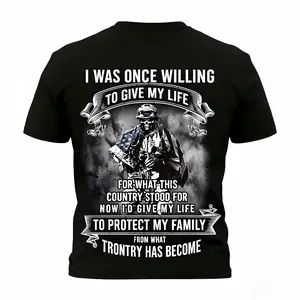 Men'S Patriotic Soldier Graphic T-Shirt |     Heavy-duty Military Uniform, Suitable for Festivals, July 4th, Street Hip-hop Style, Casual Street Style, Short Sleeve Round Neck, Y2K Style, Unisex, Heat Transfer Printing, Solid Color, Crew Neck, Plus Size,s