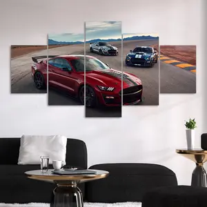 Car Pattern Canvas Unframed Painting, 5 Counts/set Modern Art Wall Art, Hanging Wall Art, Wall Decor for Home Living Room Bedroom Office, Art Wall Decoration, Ornaments