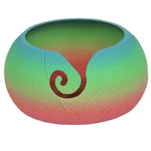 Premium Yarn-Textured Yarn Bowl - A Luxury Must-Have for Discerning Crafters with Vibrant Green Red & Blue Gradient Design 4.5x4.5x5 Inches