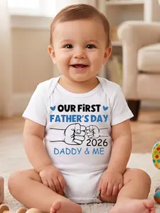 "Our First Father's Day 2026"  Daddy and Me Baby Onesie Bodysuit