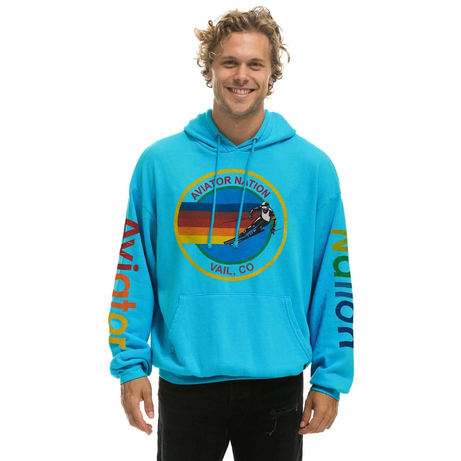 AVIATOR NATION VAIL RELAXED PULLOVER HOODIE - NEON BLUE