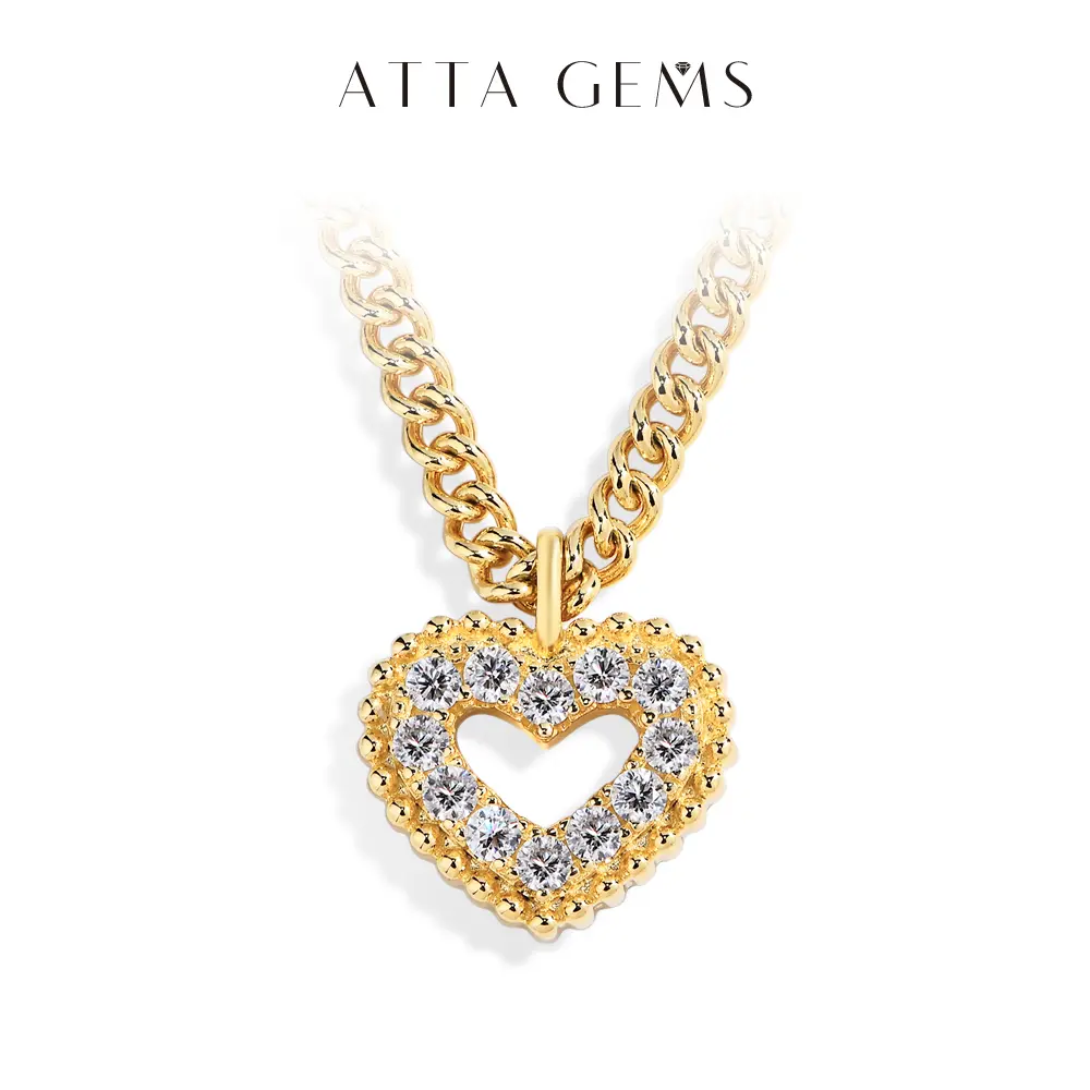 Women's Elegant Love Heart 2.2mm D VVS1 Synthetic Moissanite Necklace, Fine Artificial Gemstone Jewelry, Daily Wear & Anniversary Gift N013, Elegant Necklace, Love Heart Necklace summerwins
