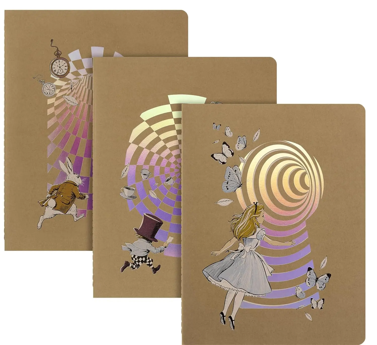 Moleskine Limited Edition Alice’s Adventures in Wonderland Cahier Journals (Set of 3), Soft Cover, XL (7.5" x 9.75"), Ruled/Lined, 120 Pages