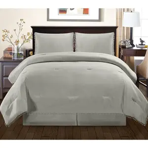 Superior Pom-Pom Fringe Comforter Set, Twin/Twin XL