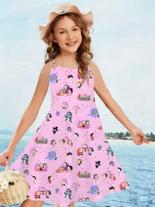 Idol Girls' Group K-Pop Strapless Dress, Full Cartoon 3D Print, Summer Fashion Versatile, Sundress, Comfortable Soft, Daily Wear, Holiday Gift