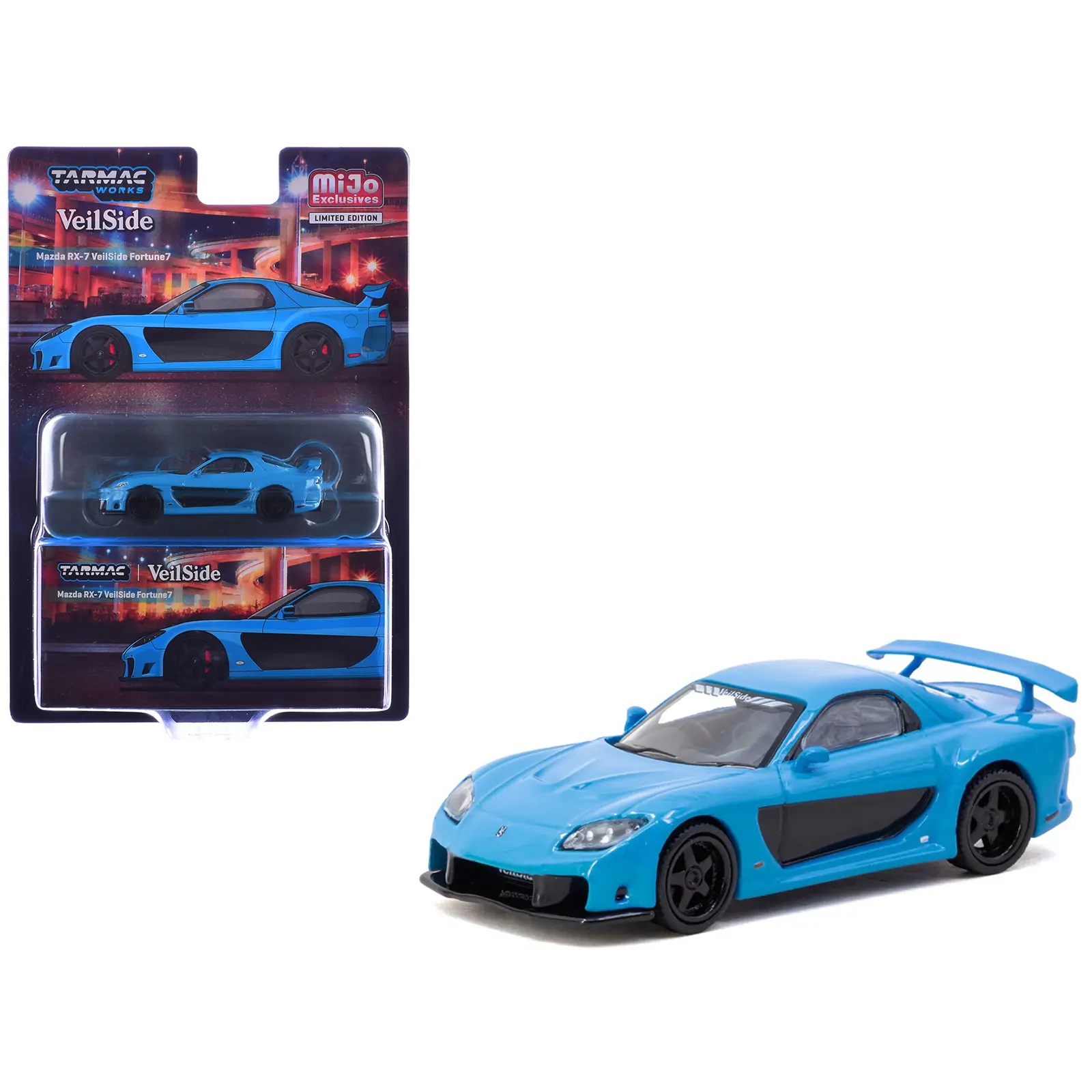 Mazda RX-7 "VeilSide Fortune7" RHD (Right Hand Drive) Blue "Global64" Series 1/64 Diecast Model Car by Tarmac Works
