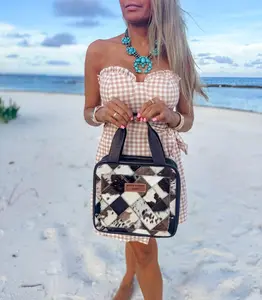 BOHO LUXE TRAVEL bag Genuine Hair On hand tooled Leather makeup bag travel hanging hang toiletry pouch western shaving cosmetics