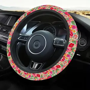 1pc 1.6 x 15 inch Colorful Watercolor Floral Pattern car steering wheel cover, non-slip and comfortable, car interior accessory, Automotive, no inner ring, easy to install and remove, suitable for all car models, a gift for car enthusiasts, 1.28LYY-10