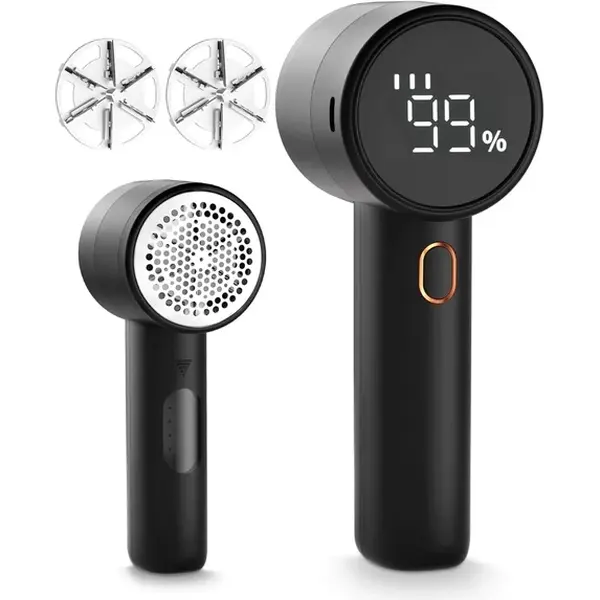 Portable Fabric Shaver,Electric Lint Remover,Sweater Defuzzer with 3 Speeds,6 Leaf Blades,Digital LED Display to Remove Pilling for Clothes, Furniture, Sweater,Blanket