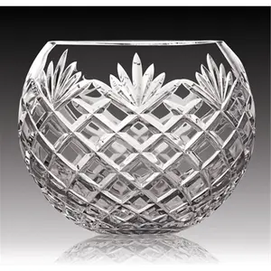 212 MAIN Traditional 8 in. Hand-Cut Mouth-Blown Crystal Rose Motif Serving Bowl, Tableware for Dining Table Kitchen Use