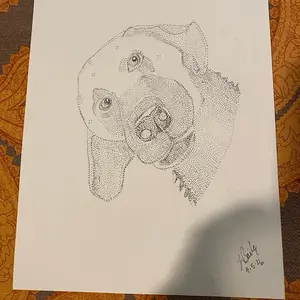 Dog pen and ink stipple, 9x12
