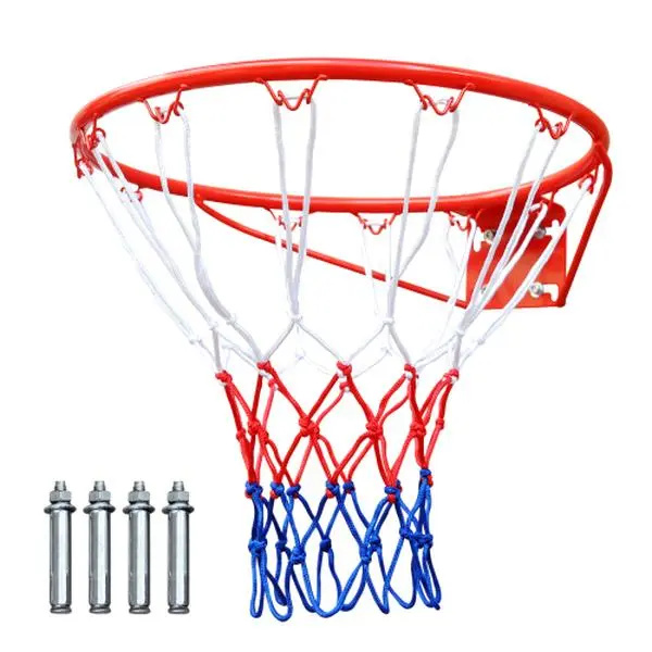 18" Double Spring Solid Steel Basketball Rim - Universal Replacement Rim for Basketball Hoops, Shock-Absorbing, Suitable for Backyard & Gym Use