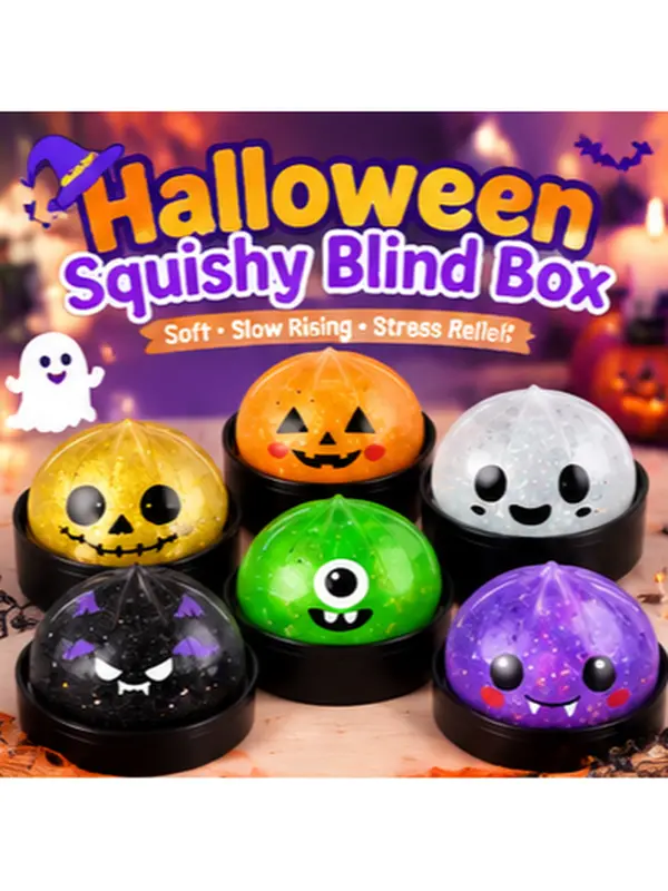 Halloween Baozi Squishy Fidget Toy with Steamer Base, Slow‑Rise Spooky Pumpkin Monster Stress Ball, Soft Sensory Desk Decor for Halloween Party Favors