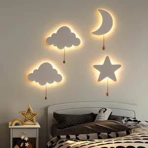 LED Floating Night Light Cloud Star Moon Butterfly Wall Lamp, Battery Powered, Bedroom Decor, Wall Decoration, Novelty Bedside Lamp, Atmosphere Lighting