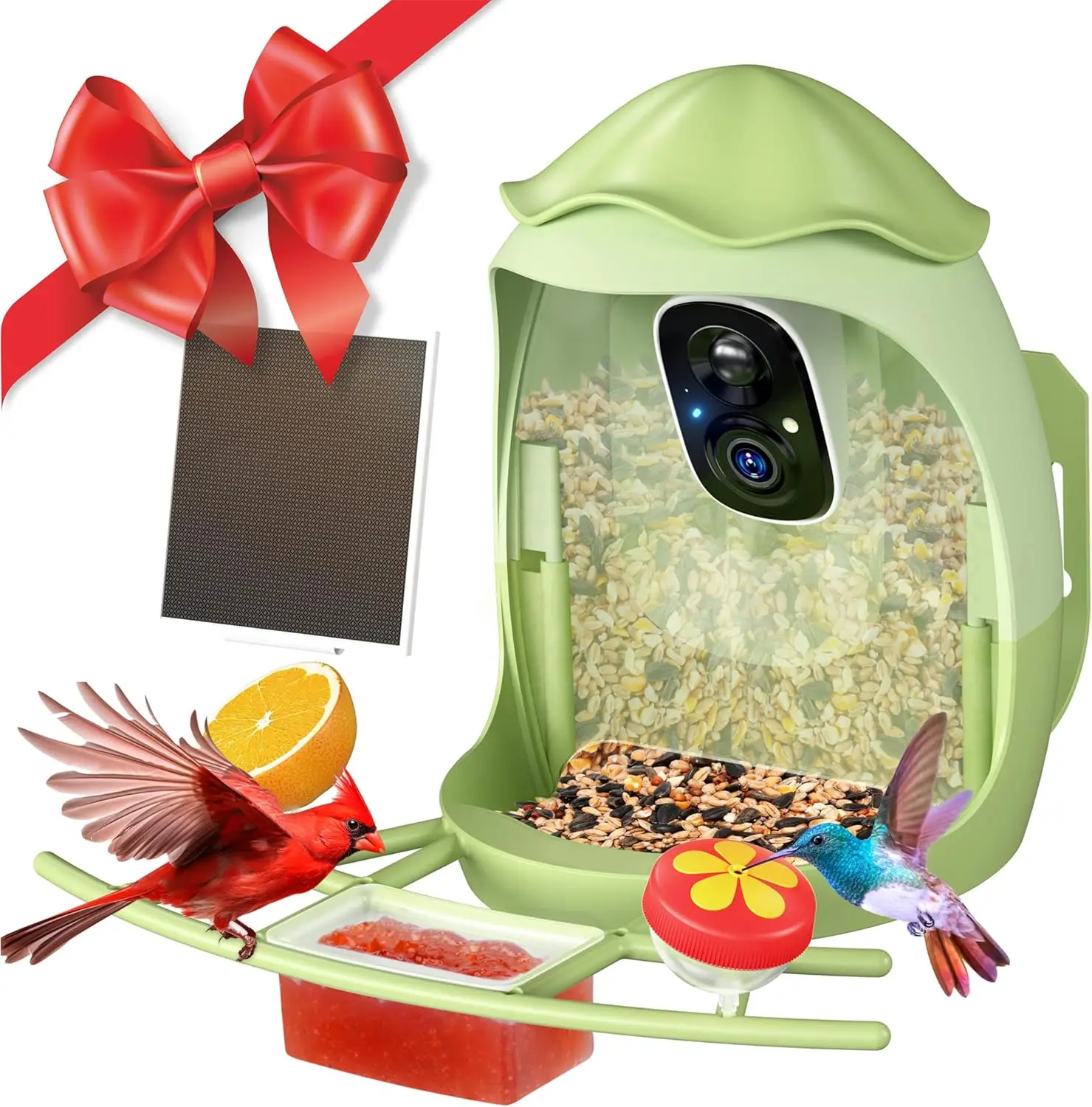 Osoeri Smart Bird Feeder with Camera, 2K HD AI Identify Solar Bird Feeder Camera, Auto Capture Bird Videos & Motion Detection, Bird House Camera with