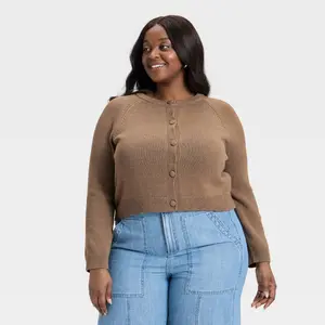 Women's Button-Down Cardigan - Universal Thread Brown 4X