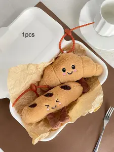 Cute Cartoon Bread Design Plush Keychain, Cute Plush Keychain for Women & Men, Bag Decoration, Trendy All-match & Exquisite Keychain for Birthday Gift, Fuzzy Keychain, Cute Charms Keychain, Cute Soft Keychains