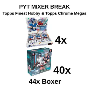 WWAB #1431 Break, 44x Boxer, 4x 2025 Topps Finest Hobby, 40x 2025 Topps Chrome Megas